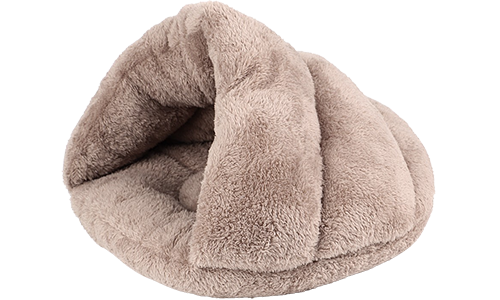 Warm Thick Plush Bed Warm, thick plush pet bed in brown, high-quality soft material, with a cosy enclosed design for added warmth and comfort.