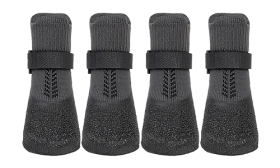 Sport Dog Shoe Socks Set of four sport dog shoe socks in grey with non-slip soles, easy to wash, lightweight for dogs outdoor comfort.
