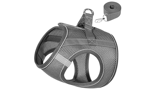 Reflective Cat Harness Vest Grey reflective cat harness vest with a matching leash, adjustable and lighweight, 140cm leash, versatile and practical.