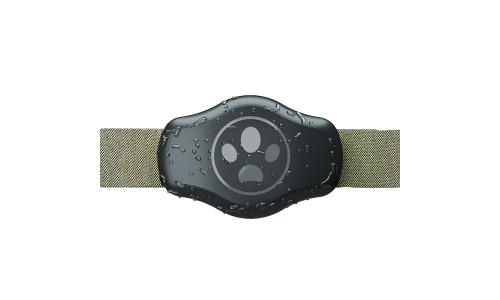 AirTag protective cover with a paw print design, universal fit for dog collars, waterproof to hold AirTags.