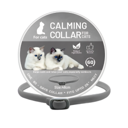 Cat calming collar for anxiety relief, designed for neck sizes up to 48 cm (25 inches). Up to 60 days of calming support.
