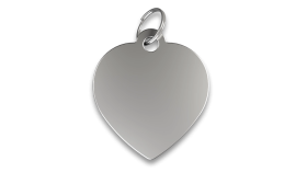 Engraved Heart Dog Tag Silver heart shaped dog tag with smooth finish, with a silver ring, customisable with engraved dog name.