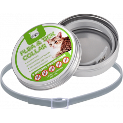 Natural flea and tick collar for cats, 8 months of protection against fleas and ticks, waterproof and long-lasting design.