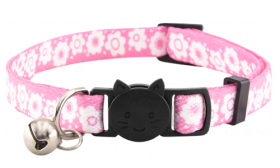 Breakaway cat collar with colourful floral designs and bell, adjustable and lightweight, stylish and secure.