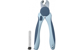 Pet Nail Clipper Blue dog nail clippers with ergonomic handles and a safety guard, with metal nail file, suitable for dogs and cats.
